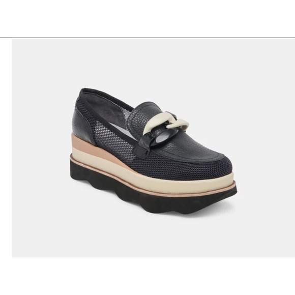 Dolce Vita Shoes - Dolce Vita Black Mesh Chain Accent Colorblock Women's Loafer Flats Size 8